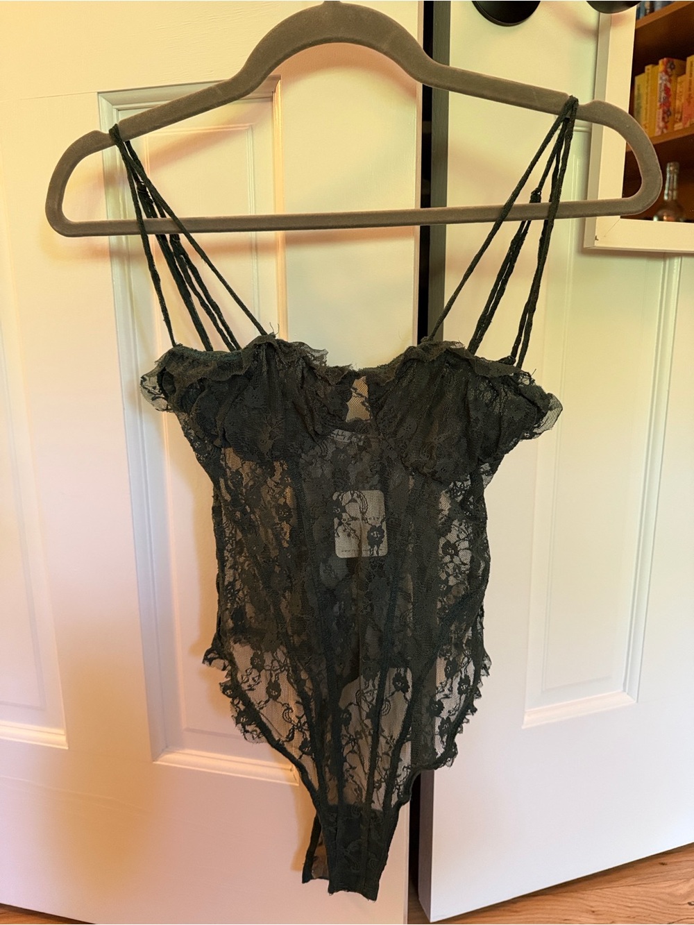 FREE PEOPLE Teal Lace Strappy Bodysuit